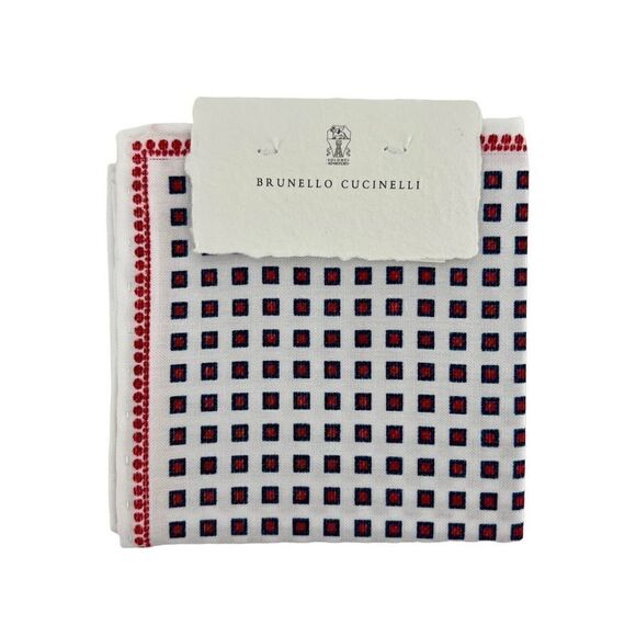 NWT Brunello Cucinelli Men’s Silk Pocket Square - Tiny Box Cubes - Picture 1 of 9